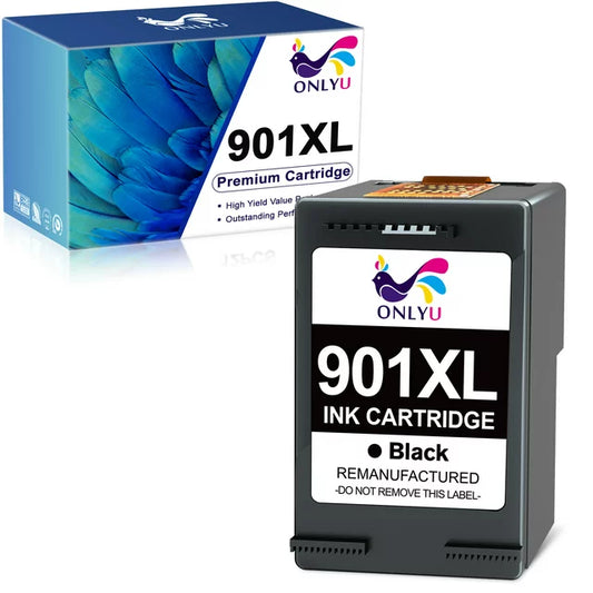 ONLYU 901 Black Ink Cartridges Remanufactured for HP Printer 1 Pack