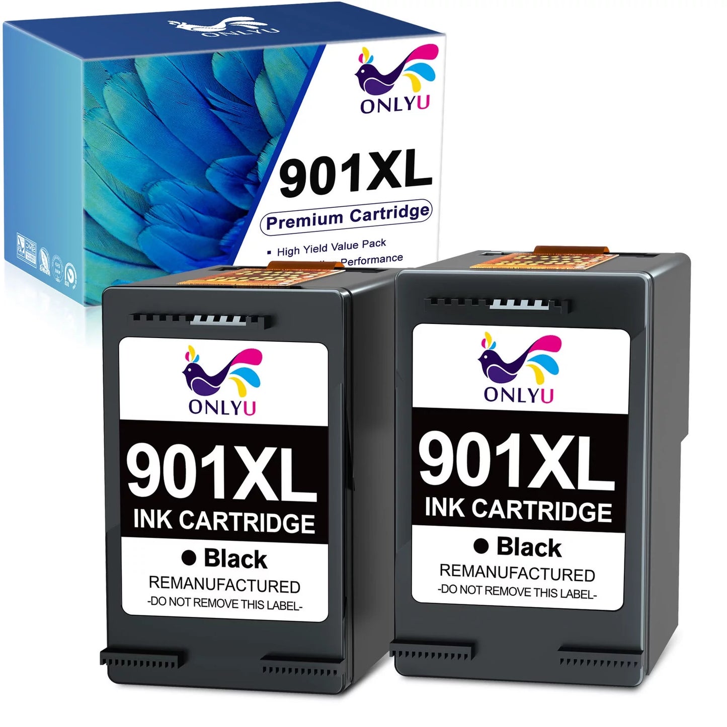 ONLYU Remanufactured 901XL Ink Cartridge Replacement for HP Printer High Yield (2 Black, 2 Pack)