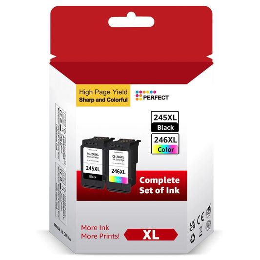 245XL 246XL Ink Cartridges Replacement for Canon Ink  MX490 MG2522 MG2920 MG2922 TR4520 TR4522 TR4527 TS3320 TS3322 Printers 2-Pack