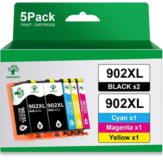 Greensky 902XL Ink Cartridges Combo Pack  Officejet 6951 6954 6956 6958 (2 Black Cyan Magenta Yellow 5-Pack)