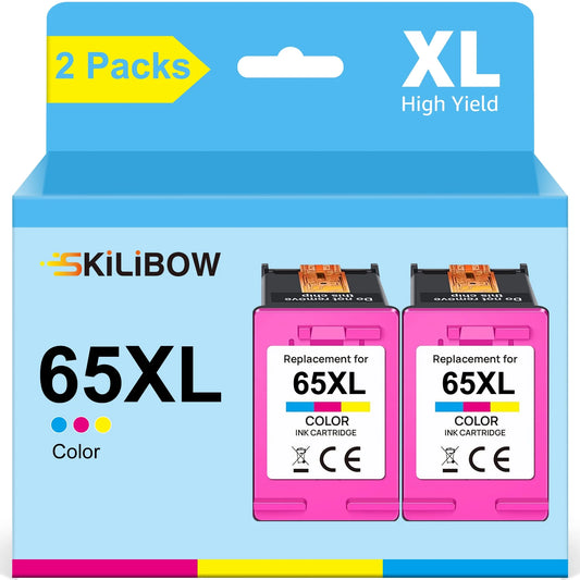 65XL Color Ink Cartridge High Capacity Replacement for HP 65 Ink Cartridge Work for  2622 2652 Envy 5055 5000 5070 5052 5014 Printer (2 Tri-Color)