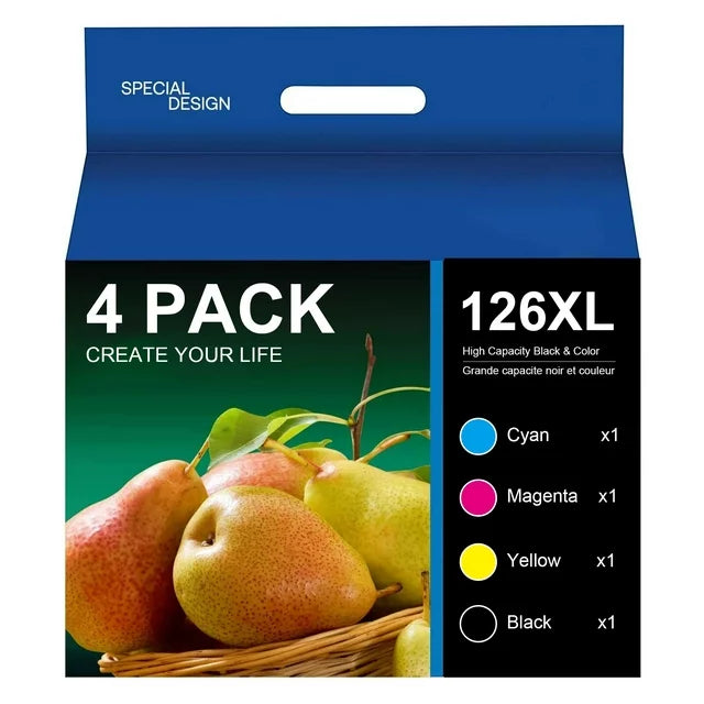 Halofox 126XL Ink Compatible with Epson(1 Black, 1 Cyan, 1 Magenta, 1 Yellow)