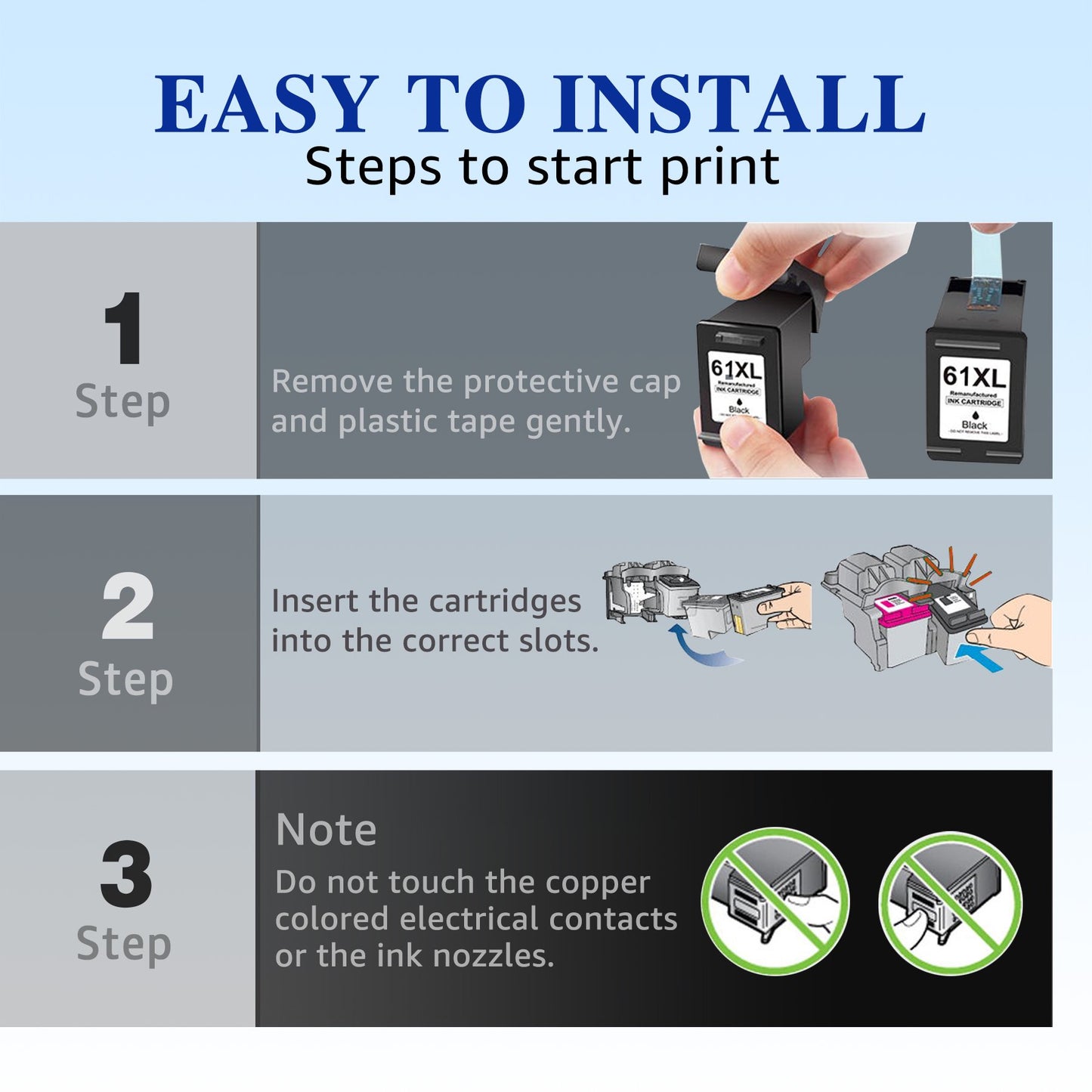 HaloFox 61XL Ink Cartridge Replacement for HP 61 XL Black and Color (2 pack)