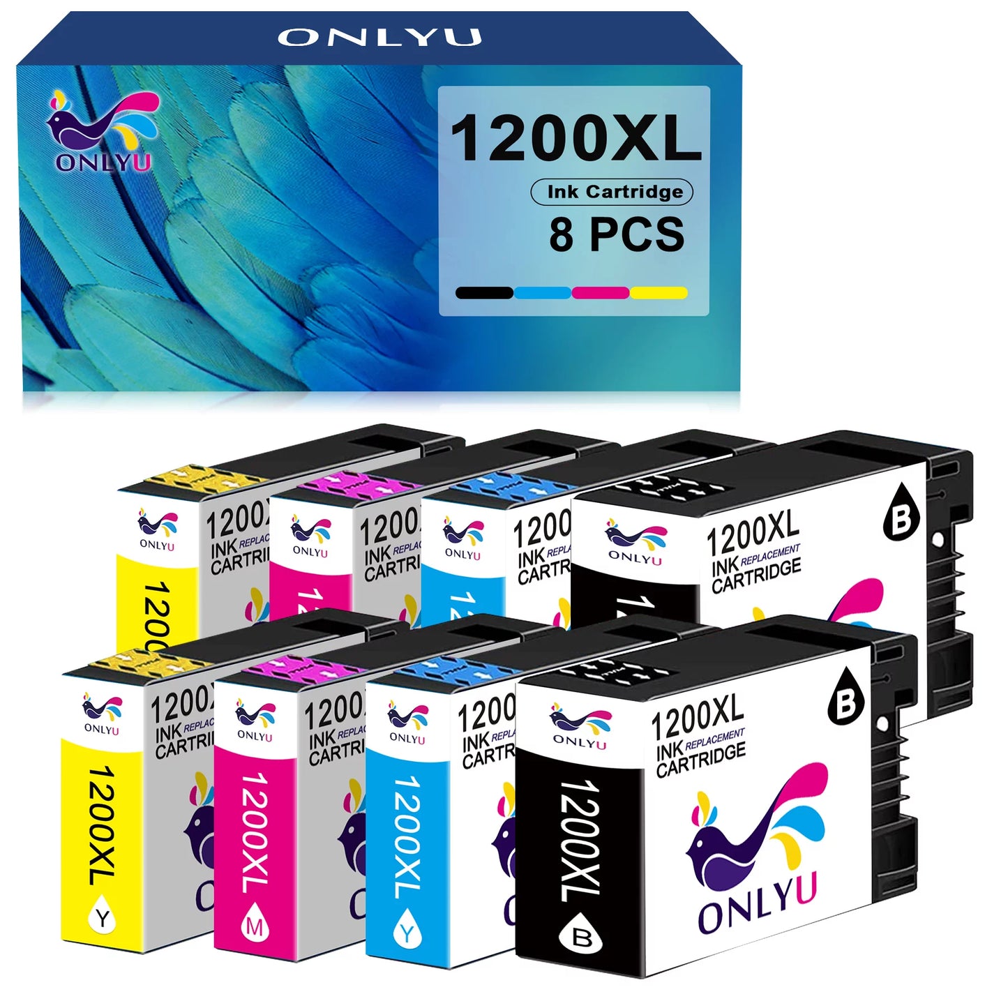 PGI-1200XL Ink Cartridge Replacement for Canon Printer (2 Black, 2 Cyan, 2 Magenta, 2 Yellow, 8-Pack)