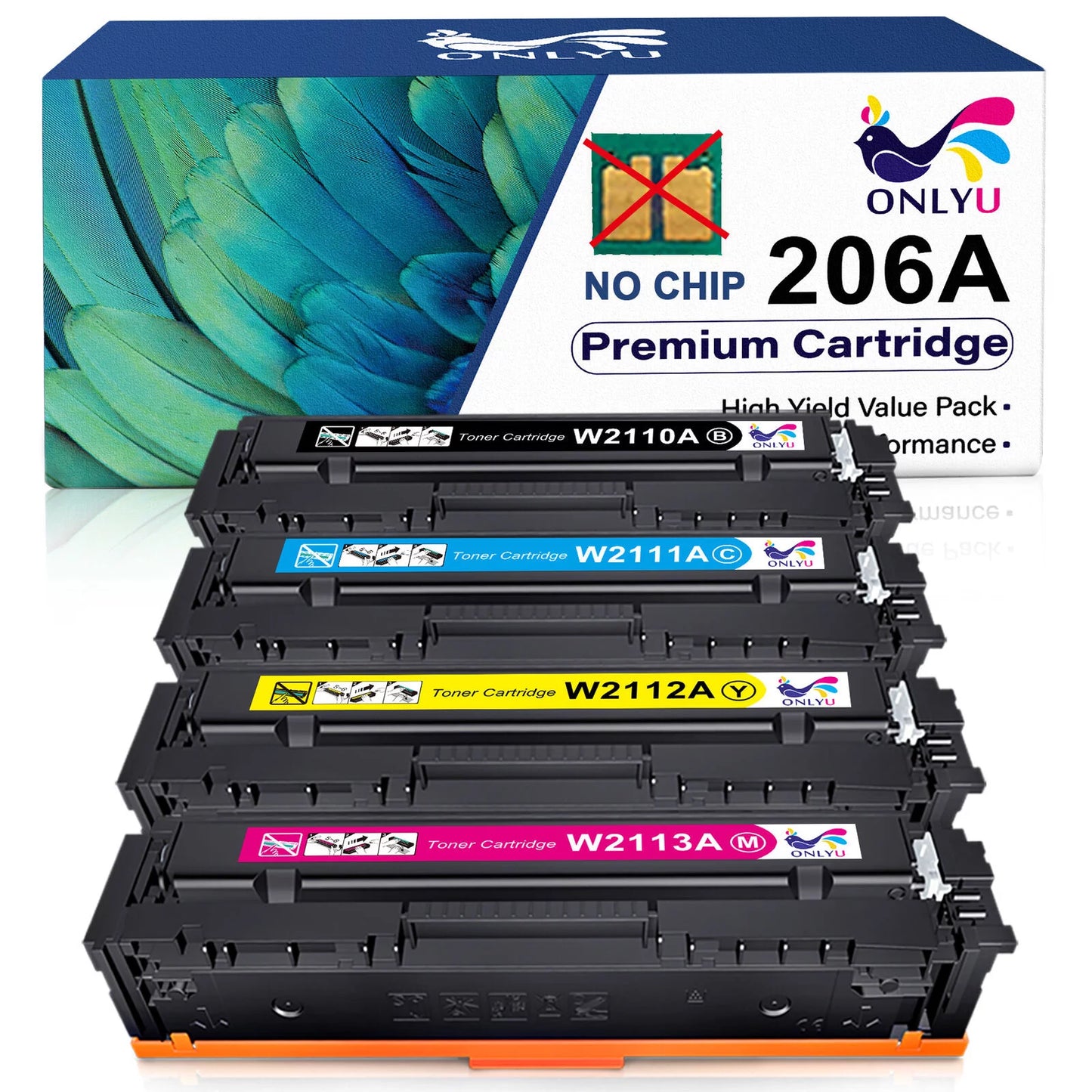 206A 206X Toner Cartridge Replacement for HP Printer Ink (Black Cyan Yellow Magenta, 4-Pack)