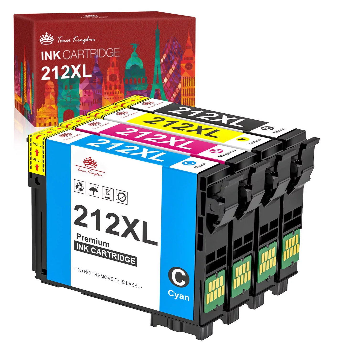 212xl Ink Cartridge for Epson 212 Ink for Epson Printer ( Black Cyan Magenta Yellow, 4-Pack)