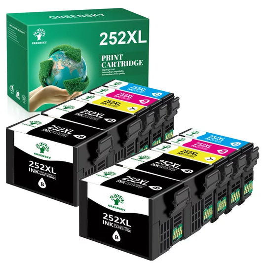 252XL 252 Ink Cartridge for Epson (4 Black 2 Cyan 2 Magenta 2 Yellow, 10-Pack)