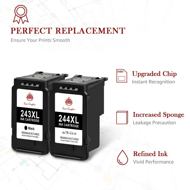 Replacment for PG243 PG-243 Black Ink Cartridge for Canon Series Printer(2 Black)