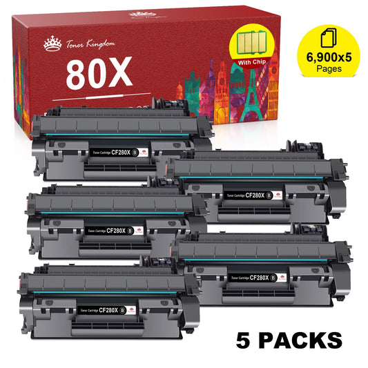 Compatible CF280X Toner Cartridge Replacement for HP (Black, 5-Packs)