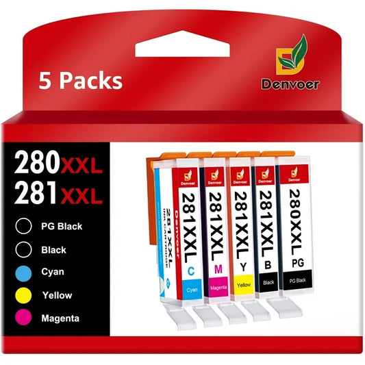 280XXL 281XXL Ink Cartridge for Canon ink 280  TR8500 TS8222 TS8320 TS8322 TS8120 TS9120 Printer (5-Pack)