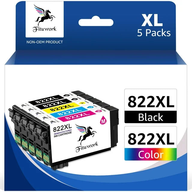 822 Ink Cartridge for Epson ink 822xl for  4830 WF-4833 WF-4834 Printer (5-Pack)