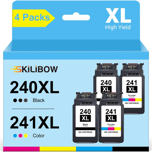 240XL Ink Cartridges for Canon Ink 240 and 241 PG-240XL CL-241XL for Canon Pixma MG3620 MG3520 MG3220 MG2220 MX472 MX452 MX512(2 Black, 2 Tri-Color)