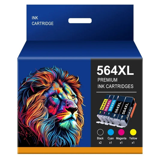 564XL 564 Ink Replacement for HP 564 Ink  5520 5510 Deskjet 3520 Officejet 4620(2 Black 1 Cyan 1 Magenta 1 Yellow,5 Pack)