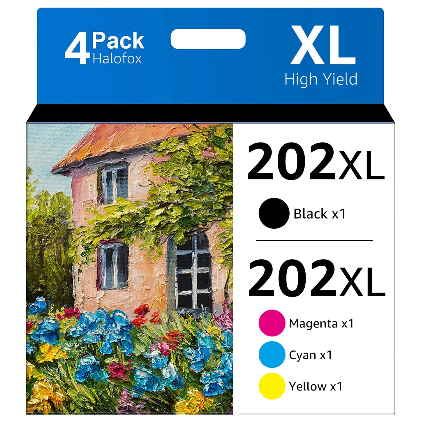 Halofox 202XL Ink Compatible with Epson (1 Black, 1 Cyan, 1 Magenta, 1 Yellow)