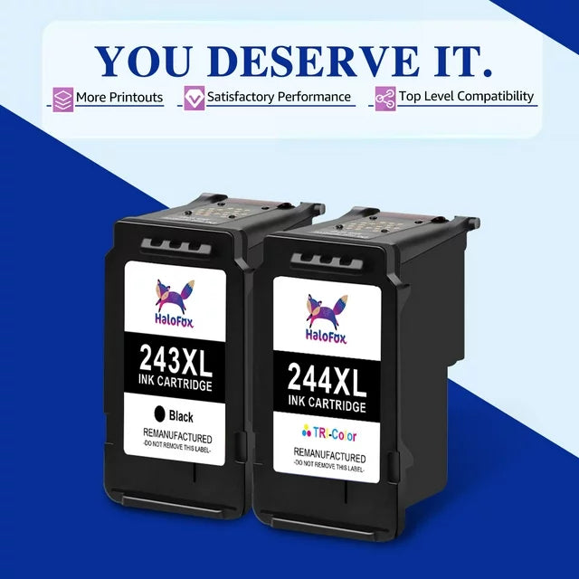 Halofox PG-243XL CL-244XL Ink Cartridges Black Color Combo for Canon Printer