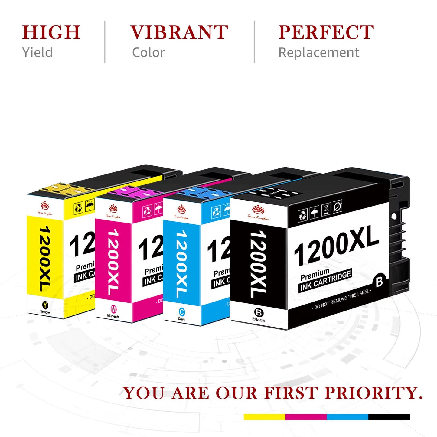 8-Pack Canon Maxify 1200 Ink Cartridge 1200XL 1200 Ink cartridges for Canon Printer (Black, Cyan, Magenta, Yellow)