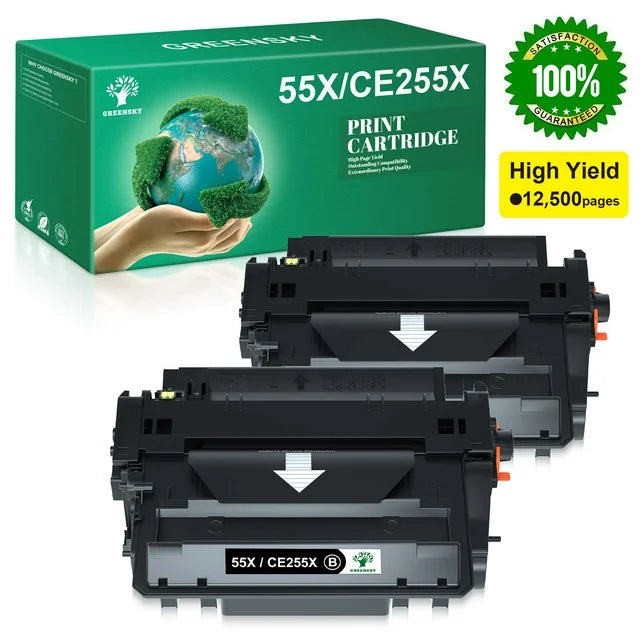 Greensky 55X Compatible Toner Cartridge Replacement for HP Printer (Black, 2-Pack)