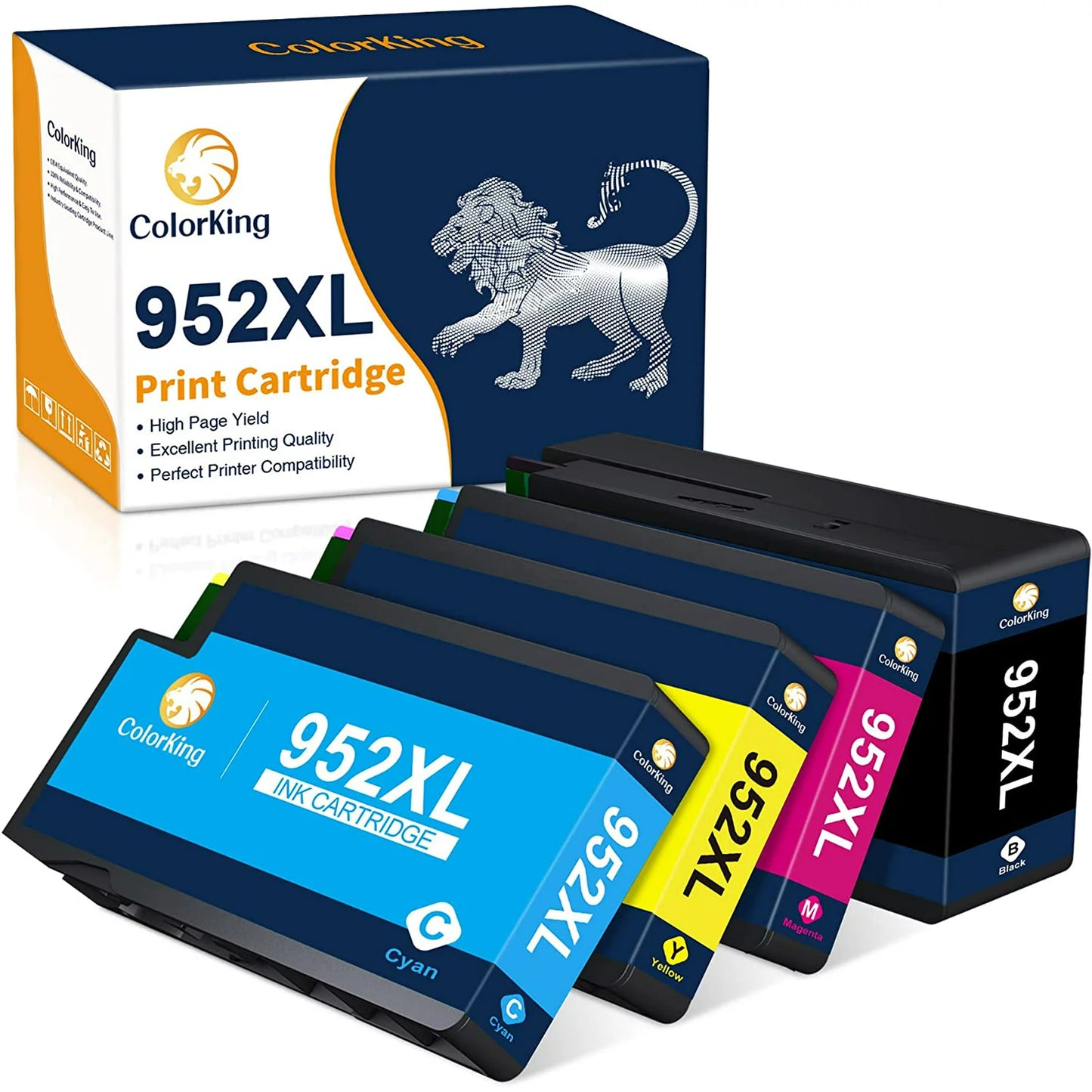 Colorking 952XL Ink Cartridge Replacement for HP Printer (Black, Cyan, Magenta, Yellow,4 Pack)