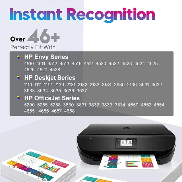 63XL ONLYU 63XL Ink Cartridge Replacement  5255 5258 DeskJet 1112 2130 3630 Ink Printer 1 Black 1 Tri-Color