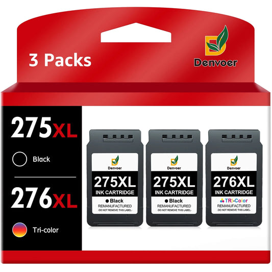 275XL 276XL Ink Cartridge Replacement for Canon(2 Black, 1 Color)