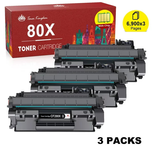 80X CF280X 3 Pack Toner Cartridge Compatible CF280XD Replacement for HP Printer Black