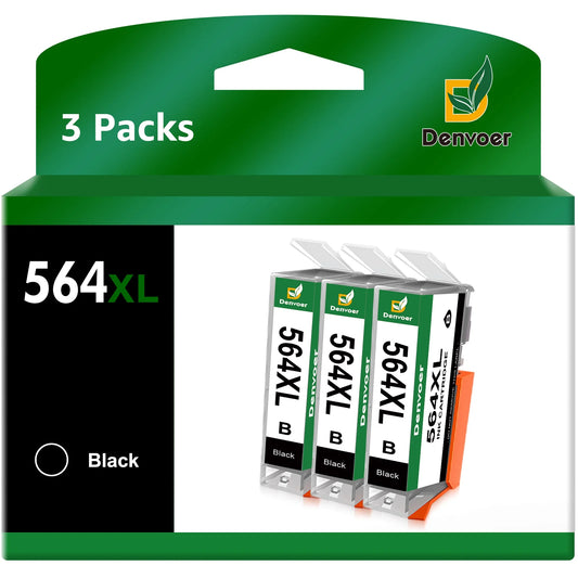 564XL Ink Cartridge Replacement for HP Black  Photosmart 7520 6520 5520 7525 5514 7510 OfficeJet 4620 Printers (3 Black)