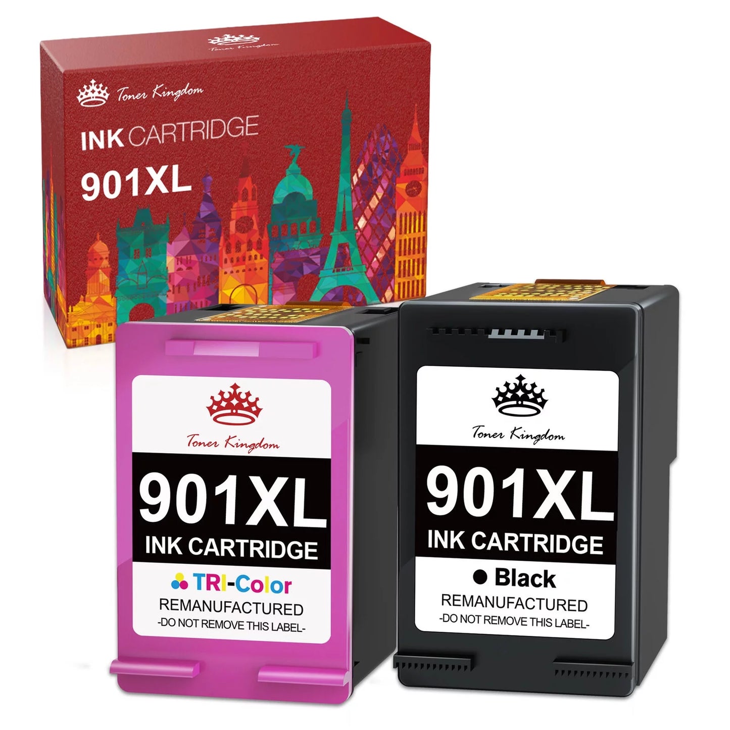 Tonerkingdom Inks-2PK Replacement for HP 1 Black & 1 Color For use in HP