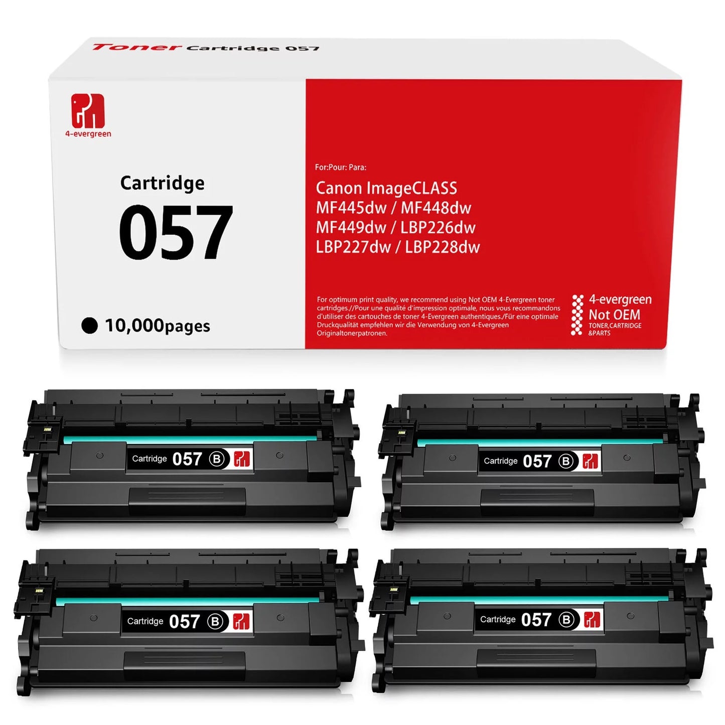 057 057H CRG-057 Black Toner Cartridge 3009C001 4-Pack Replacement for Canon