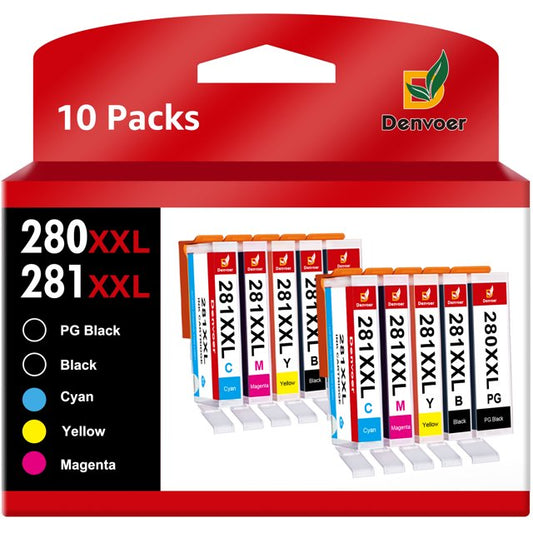 280XXL 281XXL Ink Cartridge for Canon ink 280  TR8500 TS8222 TS8320 TS8322 TS8120 TS9120 Printer (10-Pack)