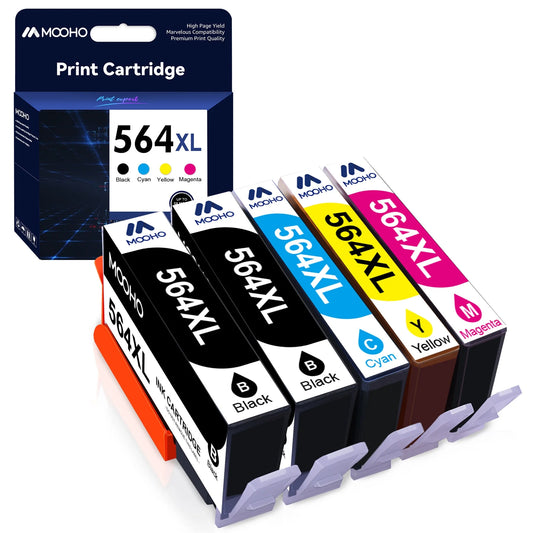 564 Ink Cartridges for Printers DeskJet 3520 3522  Officejet 4620 Photosmart 5520 7520 7525,Black Cyan Magenta Yellow,5 Pack