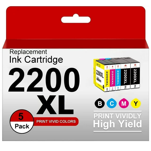 2200XL Ink cartridges Compatible for Canon  MB5120 MB5420 MB5320 iB4020 iB4120 MB5020 Printer (Black Cyan Magenta Yellow, 5 Pack)