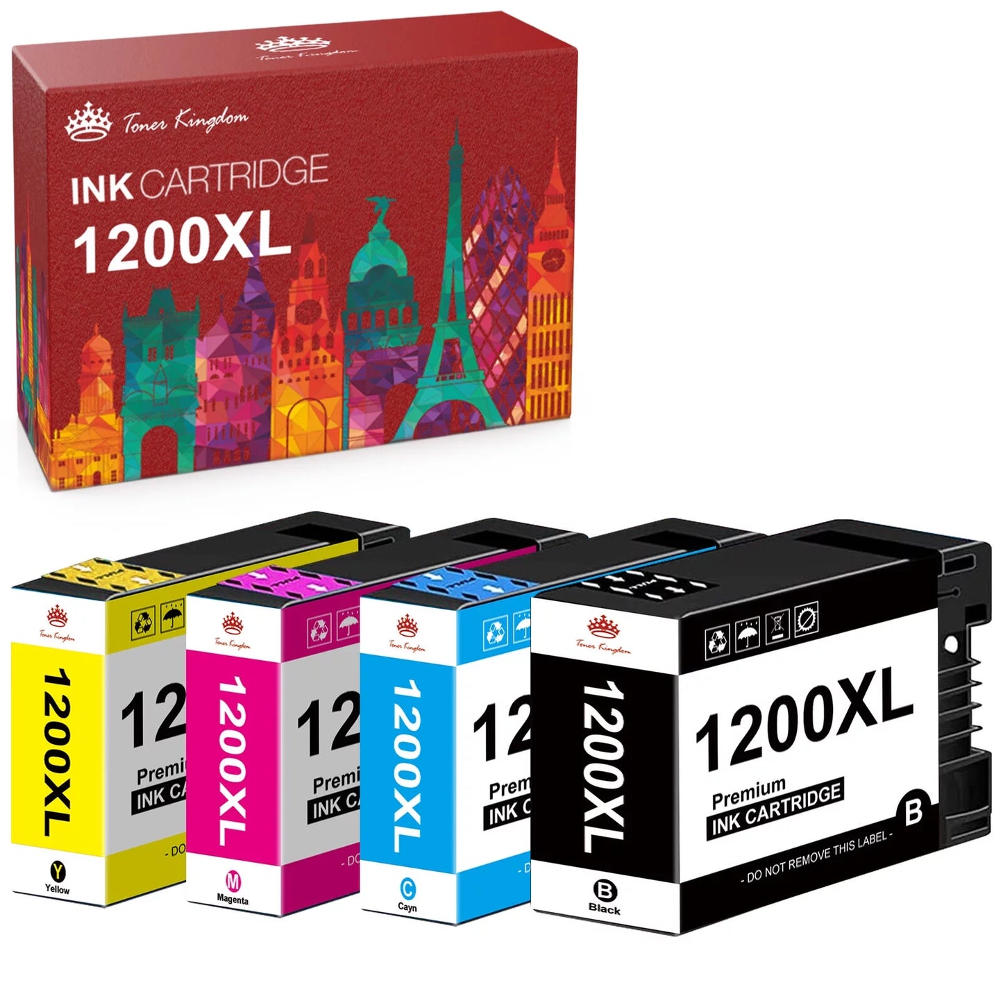 Canon Maxify 1200XL Ink Cartridges 1200 Ink cartridges Replacement for Canon Printer (Black, Cyan, Magenta, Yellow, 4-Pack)