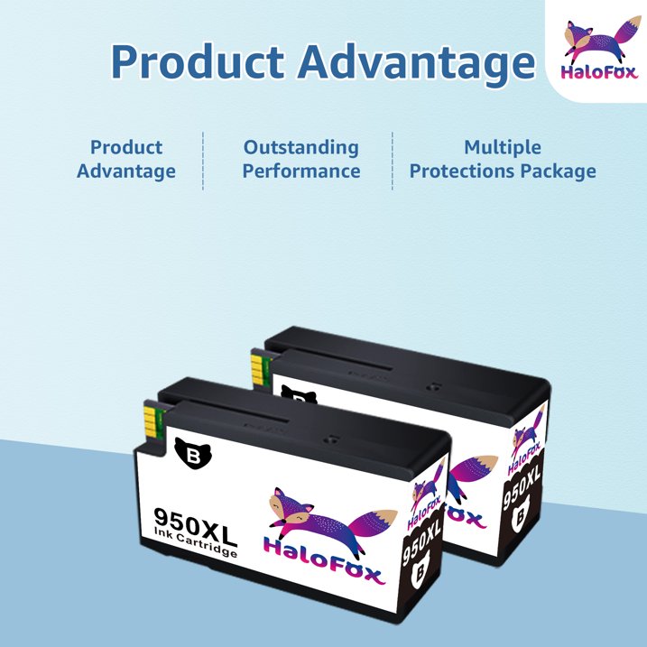 950XL Black Ink 950 XL Ink Cartridge for HP 950XL Black Ink Cartridge for HP Printers OfficeJet Pro 8600 8610 8620 8600 Plus 8100 8625 8615 8630 8110 8616 8640 8660 251DW 271DW (2 Black)