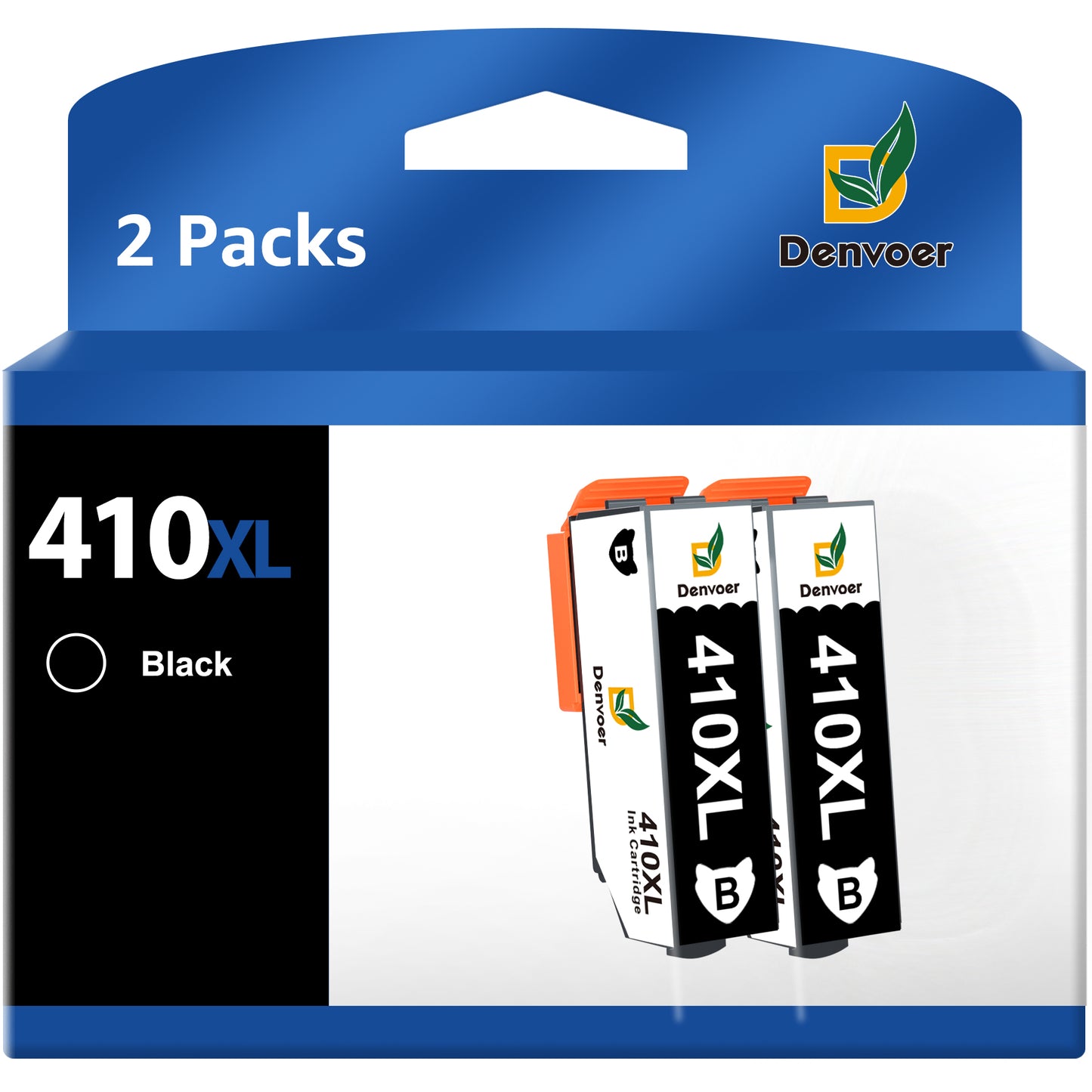 410XL Ink Cartridges Black Ink Replacement for Epson 410XL 410 XL with Expression XP-640 XP-830 XP-7100 XP-530 XP-630 XP-635 (Black, 2 Pack)