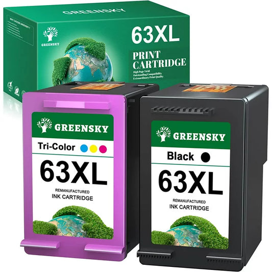 63 63XL GREENSKY 63 XL Ink Replacement for HP Printer (2 Combo Pack)