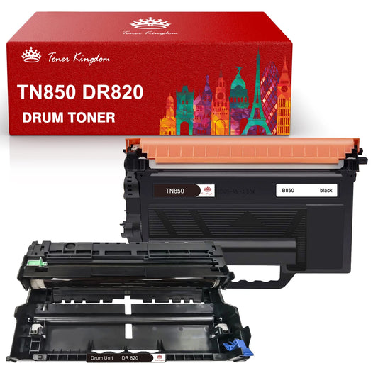 2 Pack TN850 Toner & DR820 Drum Unit Set Compatible for Brother Printer(1 Toner, 1 Drum)