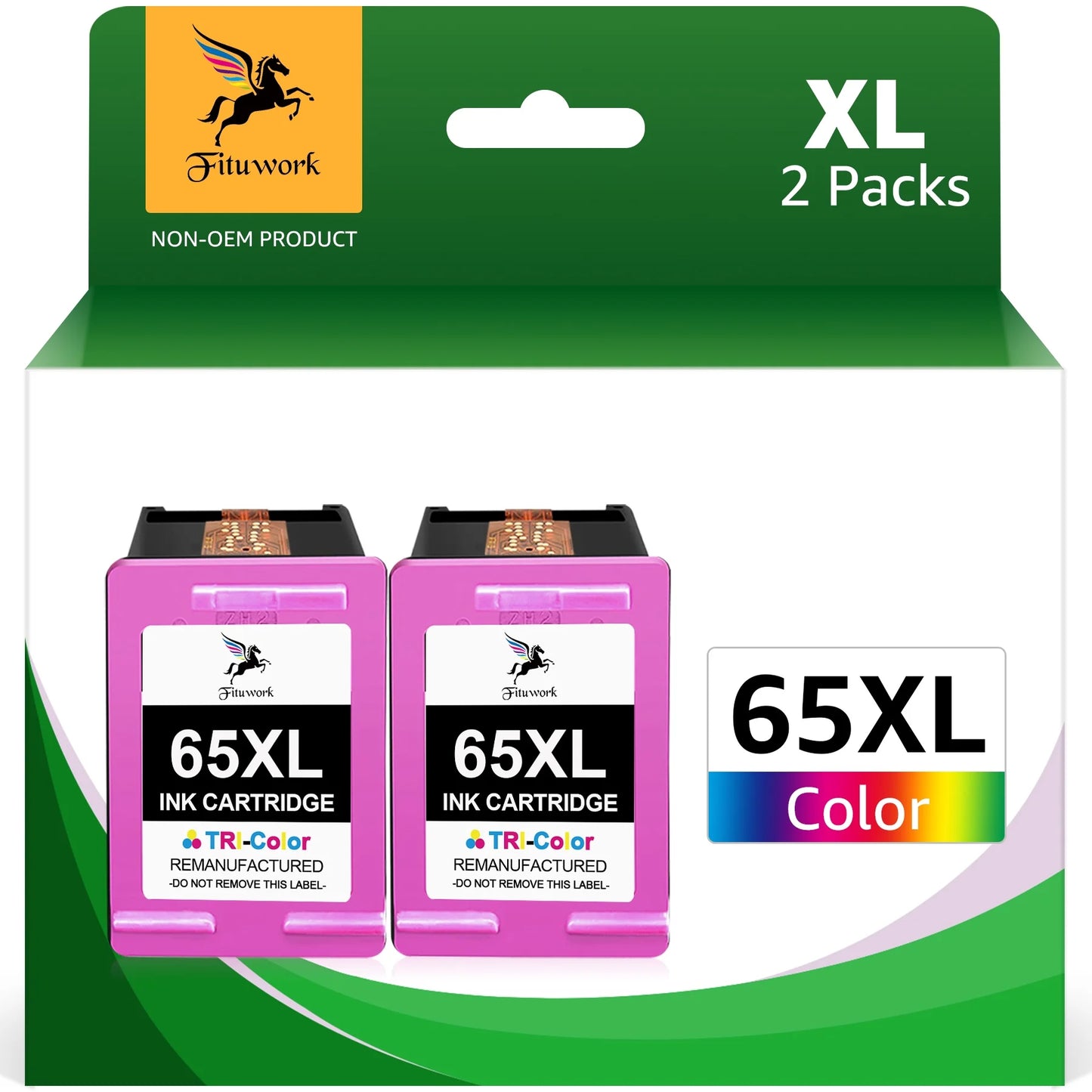 65XL Ink for HP Printer Ink 65 XL 65XL Ink  DeskJet 3755 2655 3752 3720 3722 3758 2652 2622 ( 2 Tri-Color)