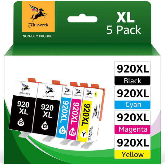 920XL Replacement for HP 920 920XL Ink Cartridge Work for HP Officejet 6500 6000 7000 7500 7500A E709 E710 Printer（2 Black, Cyan, Magenta, Yellow)