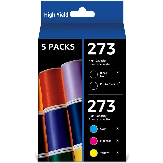 273XL Ink Cartridge Replacement for Epson  Black, Black, Cyan, Magenta, Yellow, 5 Packs, Inkjet, High Yield