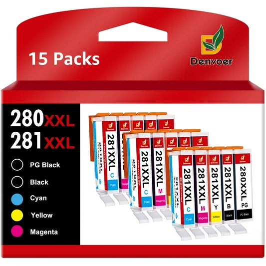 PGI280XXL CLI281XXL Ink Cartridge  TR8520 TS6120 TS6320 TS9120 TS9521C TS702 (15 Pack)