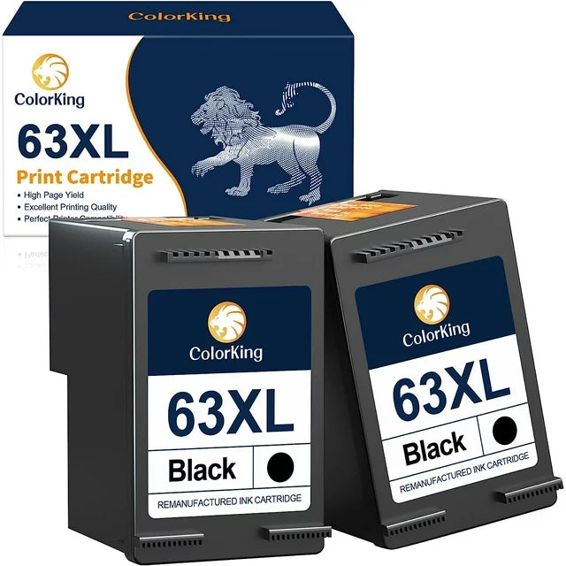 63XL Colorking Remanufactured Replacement for HP (2 Black)