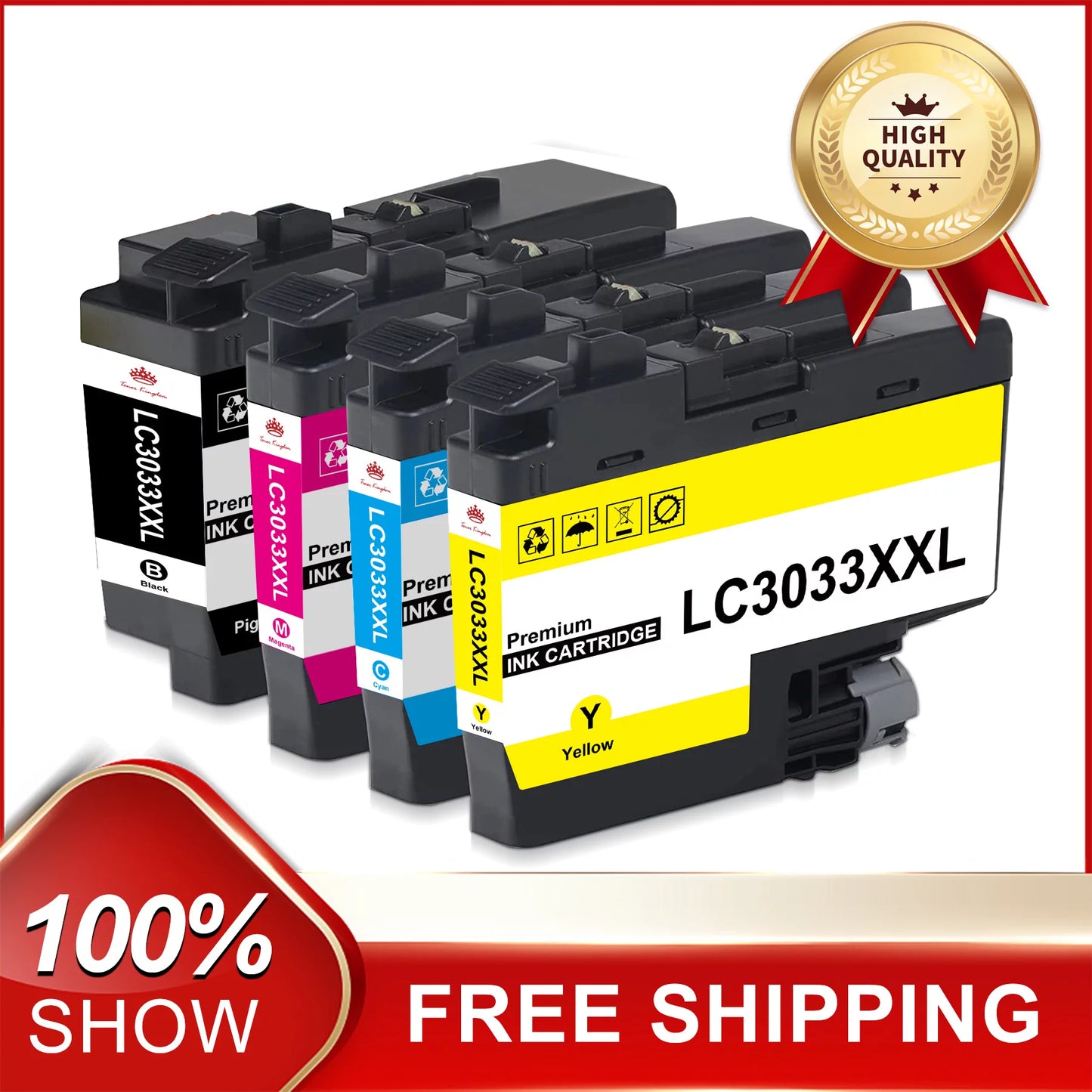 Tonerkingdom Ink Cartridges, Compatible for Brother Printer (1Black, 1 Cyan, 1Magenta, 1Yellow)