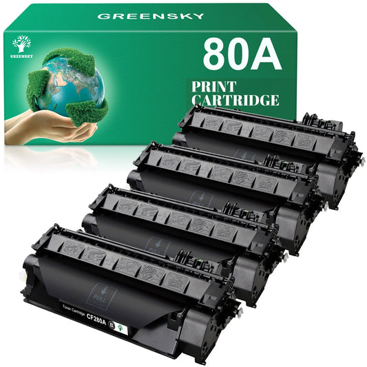 Greensky 80X Compatible Toner Cartridge Replacement for HP Printer Ink (4 Black)