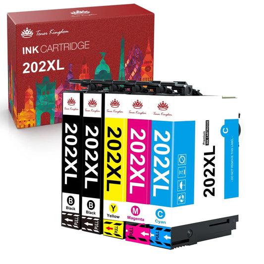 202XL Ink Cartridges for Epson 202XL 202 XL  Expression Home XP-5100 Printer (2 Black, 1 Cyan, 1 Magenta, 1 Yellow, 5 Pack)