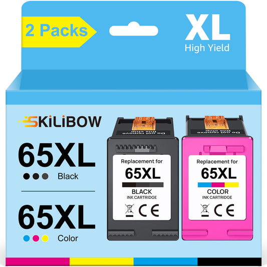 65XL Ink Cartridges Black/Color Combo Pack  HP DeskJet 3755 3772 3700 3752 3722 2600 2622 2652 Envy 5055 5000 5070 Printer (1 Black,1 Tri-Color)