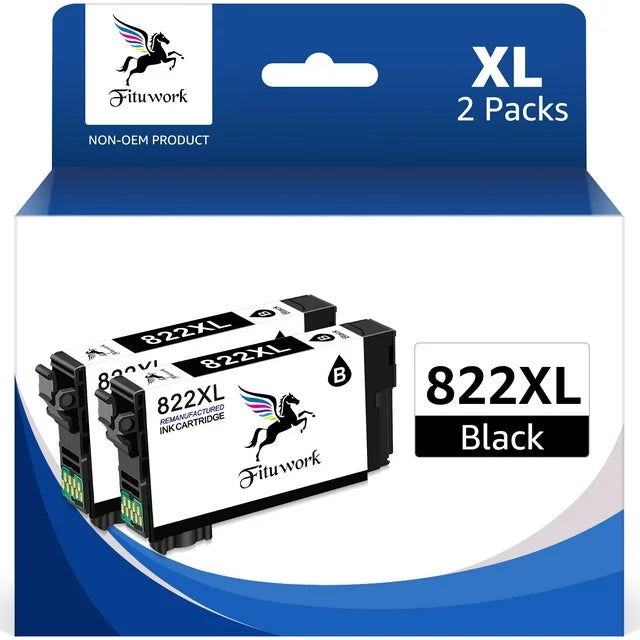 822XL Black Ink Cartridges Replacement for 3820 WF-4830 WF-4820 WF-4833 WF-4834 Printer