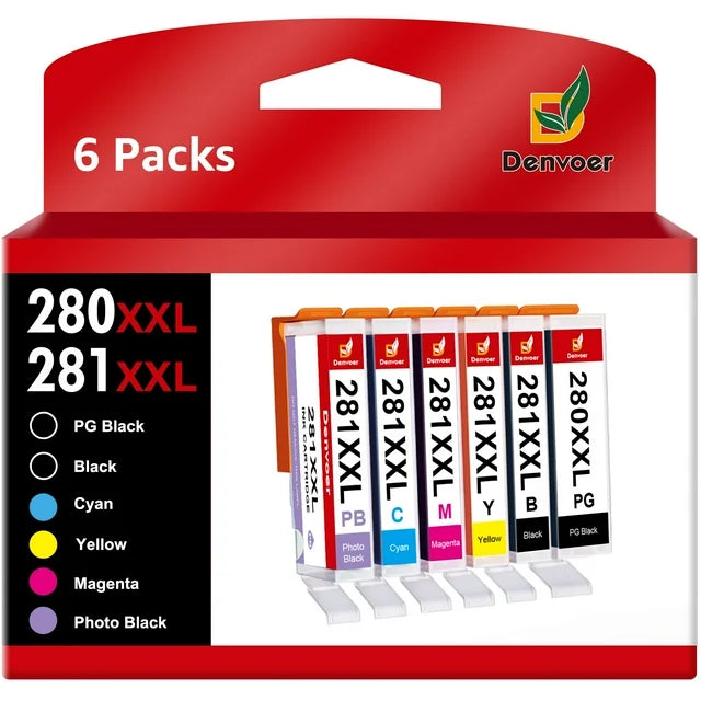 PGI-280XL CLI-281XL Ink Cartridges  S8200 TS8300 TS9100 Printers-6 Pack (Include Photo Blue)