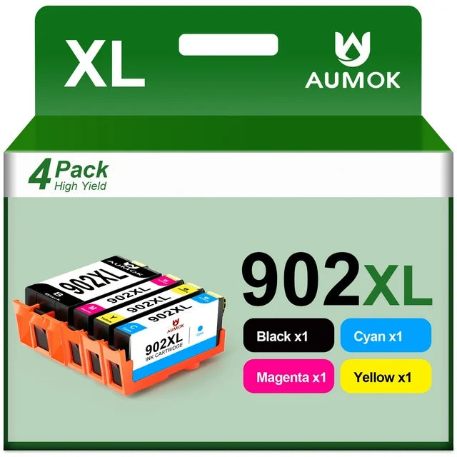 902XL 902 Ink 902 XL Ink Cartridges  Officejet 6951 6954 6956 6958 Printers (Black Cyan Magenta Yellow, 4 Pack)