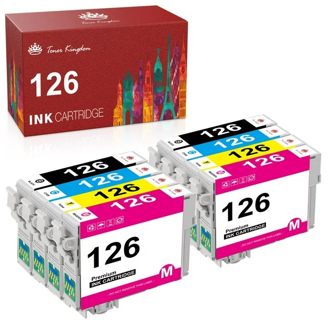 T126 126 Ink Cartridges for Epson 126 XL T126 Black & Color Cartridge（8 Pack）