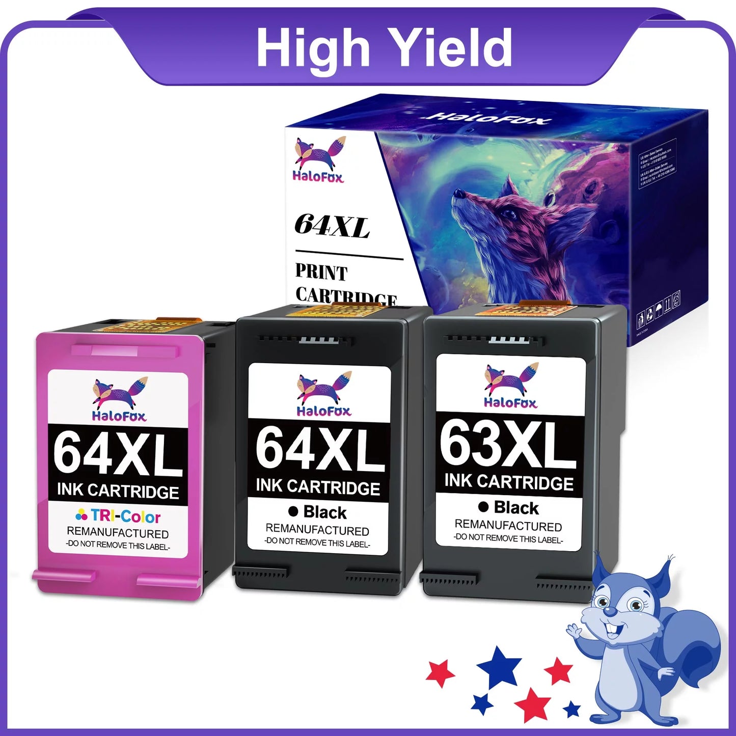 64xl Ink Cartridge Combo Pack for HP Printer (3-Pack)